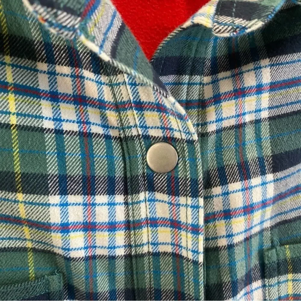 BDG | Oversized Flannel Plaid Shacket Red Fleece Lined Size XS - Picture 8 of 9